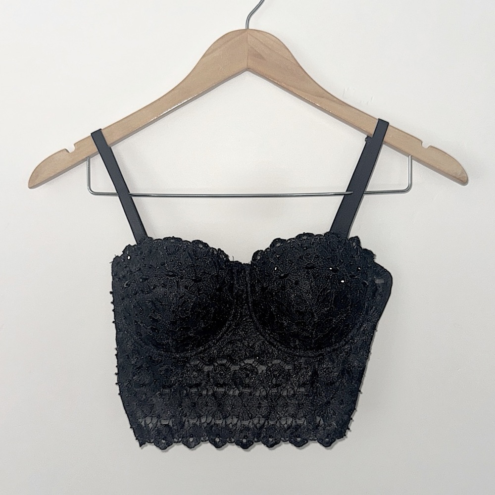 Windsor Lace Corset Black Lace Gemstones Size Medium